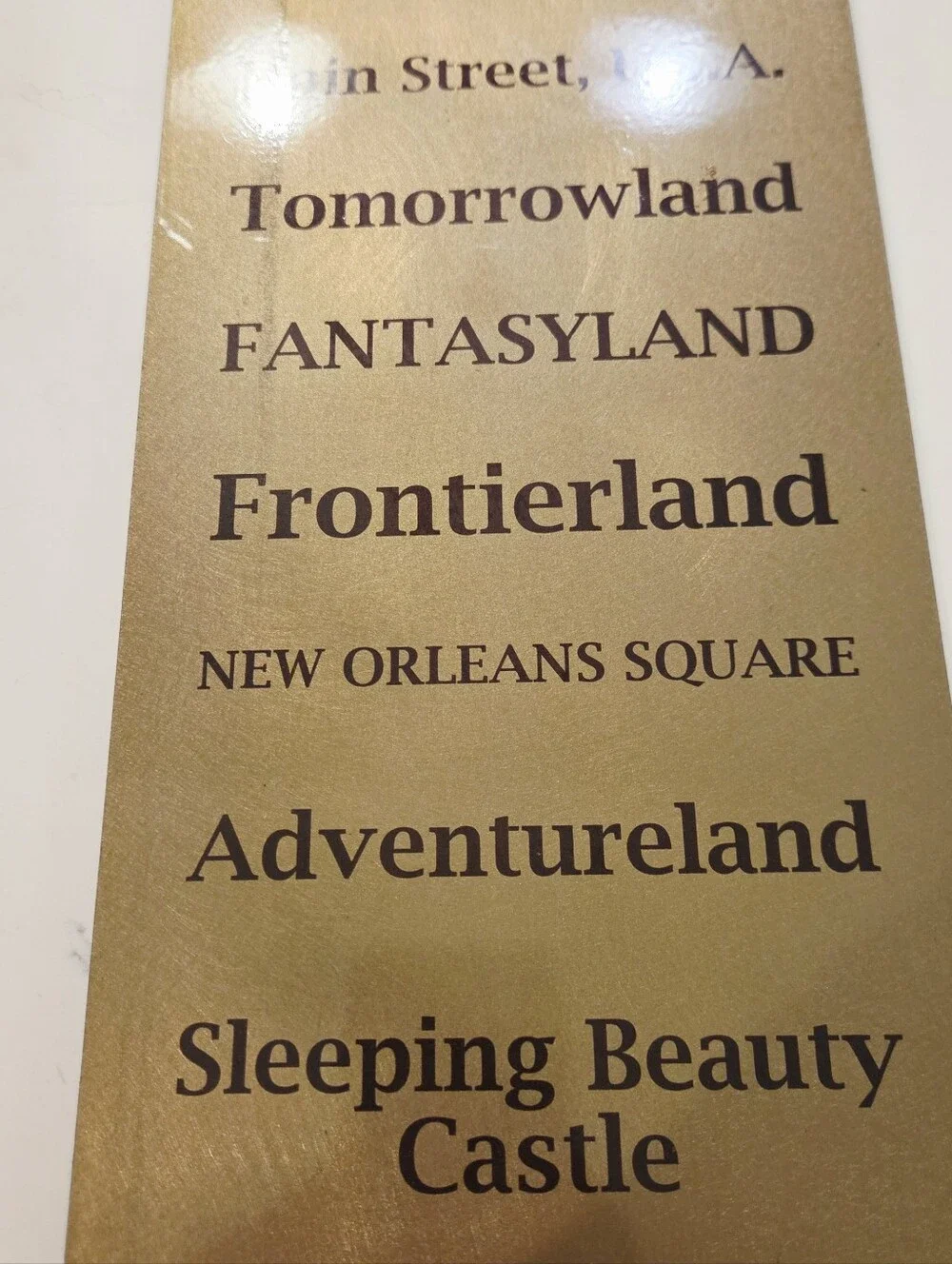 The Art Of Disney Theme Parks Gold Metal Sign Plaque Art Naming Lands Castle